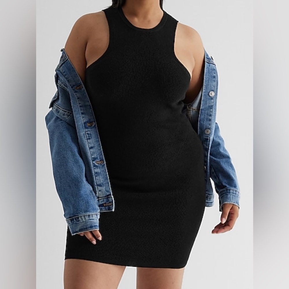 Express Ribbed High Neck Sweater Dress - Picture 2 of 2